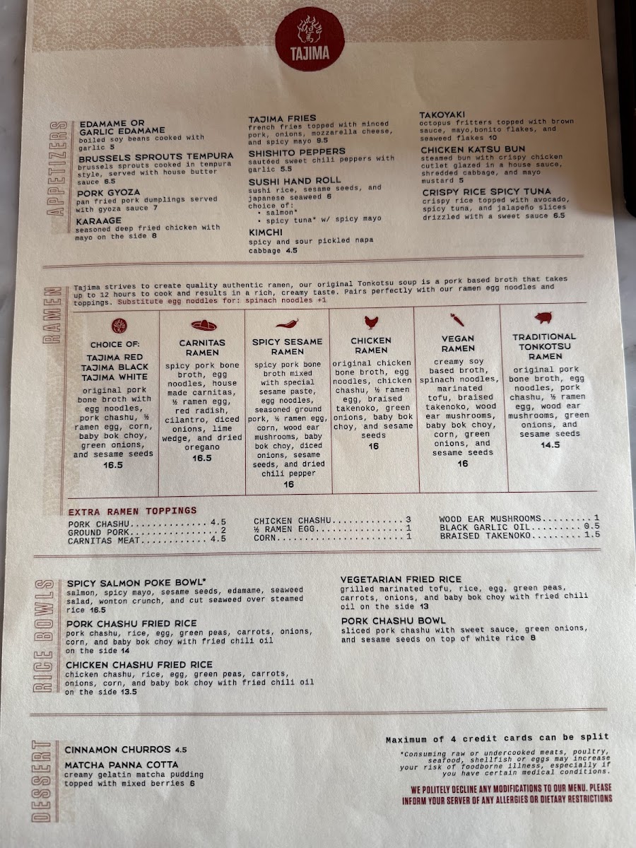 Tajima Ramen East Village Menu - Image 4